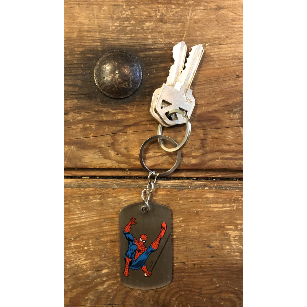 Keychain Spiderman Dog Tag Marvel Comics Spider man Key Ring Hero Dogtag vintage jewelry Spider-Man Image 4
