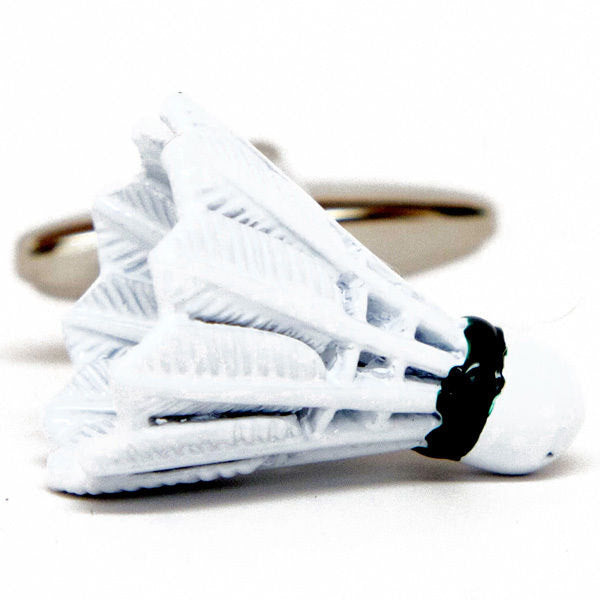 Badminton Shuttlecock Birdie Cufflinks White Enamel Cuff Links Image 3