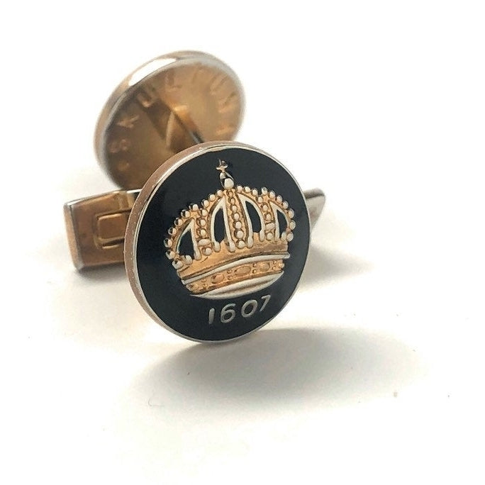 Gold Royal Family Crown Purple Cufflinks Royalty King Queen Cool Fun Cuff Links Comes with Gift Box Image 4