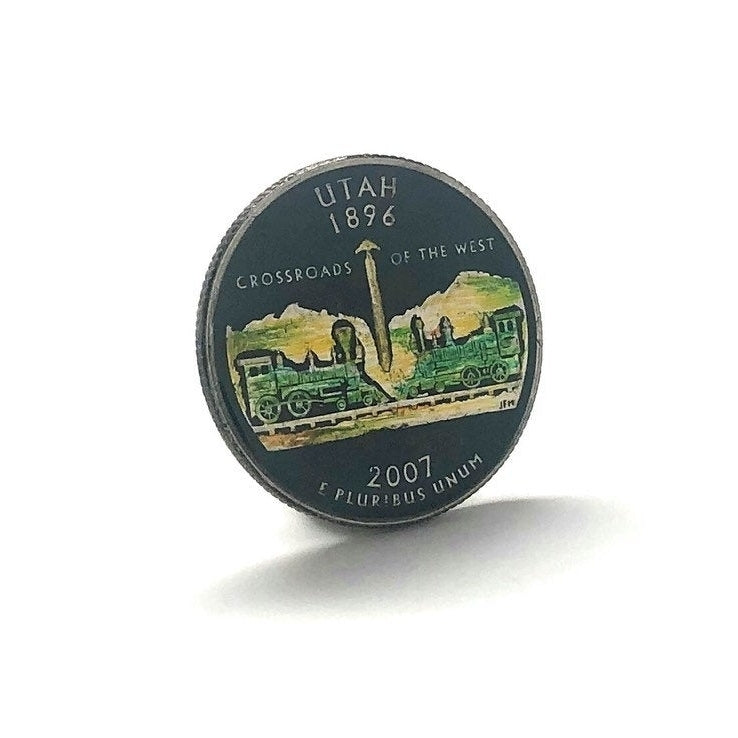 Enamel Pin Hand Painted Utah State Quarters Enamel Coin Lapel Pin Tie Tack Collector Pin Travel Souvenir Coin Cool Fun Image 2