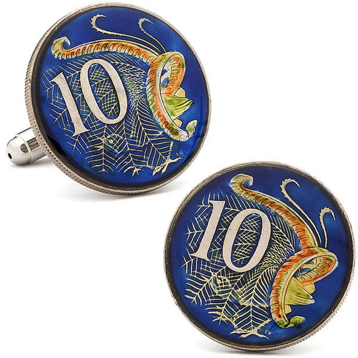 Enamel Cufflinks Australia Australian Enamel Coin Jewelry Royal Blue Fish Orange Enamel Painted Jewelry World Cuff Links Image 1