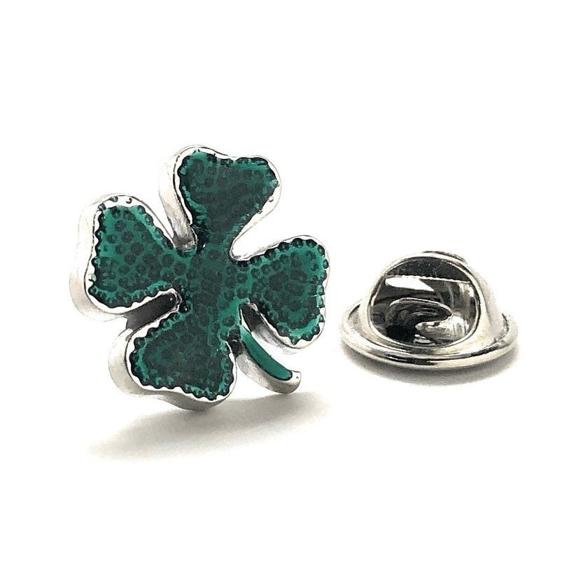 Enamel Pin Lucky Four Leaf Clover Lapel Pin Green St. Patricks Four Leaf Clover Ireland Irish Luck Tie Tack 3 Leaf Image 1