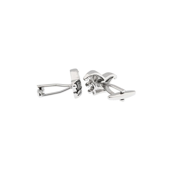 Royal Court Jester Black and Silver Hat Crown Joker Cufflinks Cuff Links Image 2