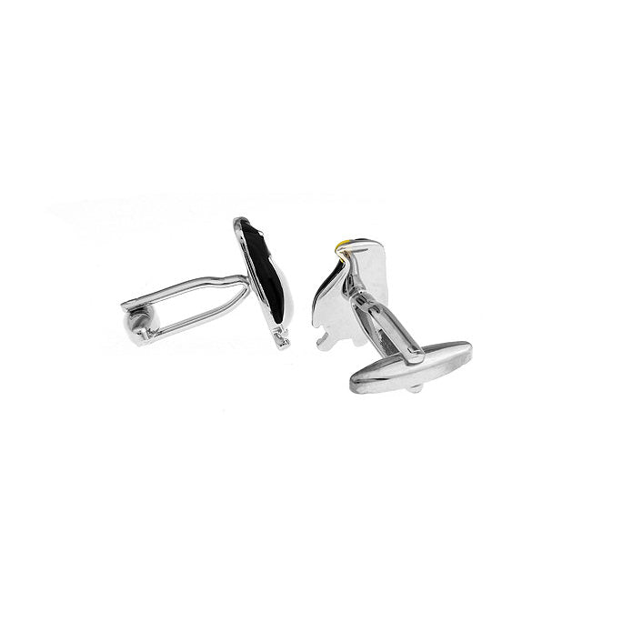 Silver BLack White Penguin Yellow Nose Antarctic Standing Penguin Cufflinks Cuff Links Image 2