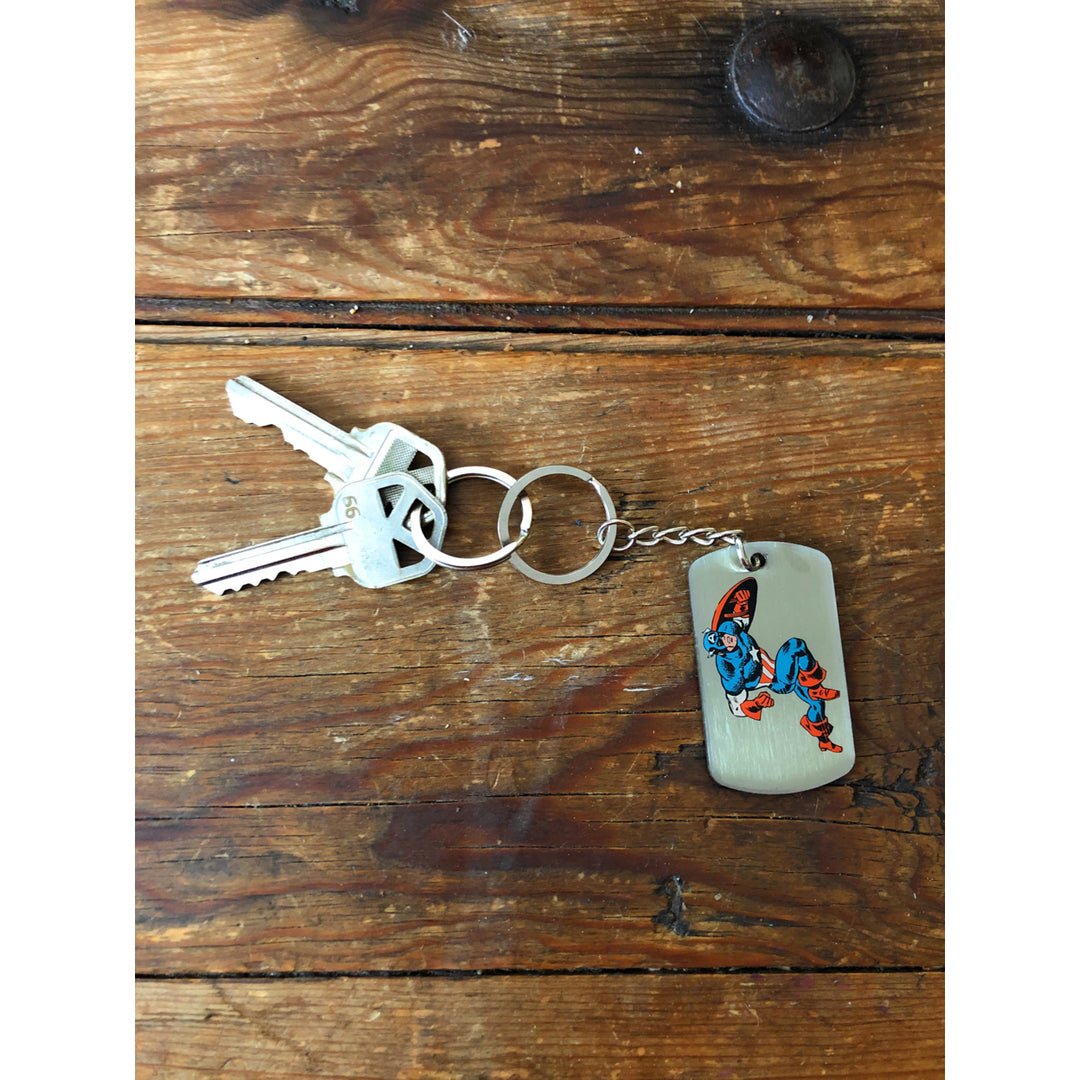 Captain America Keychain Superhero Key Ring  Heavy Enamel Key Chain on Both Sides of Dog Tag Dogtag 5 Styles to Choose Image 4