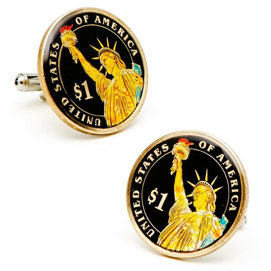 Birth Year Birth Year Enamel Hand Painted USA Dollar Coin Cufflinks Cuff Links Image 1