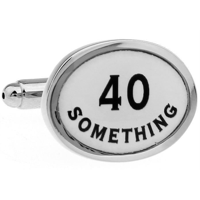 Enamel 40 Something Fun Fortyth Birthday Cufflinks Cuff Links Gifts for Dad Gifts for Husband Gifts for Him white Image 1