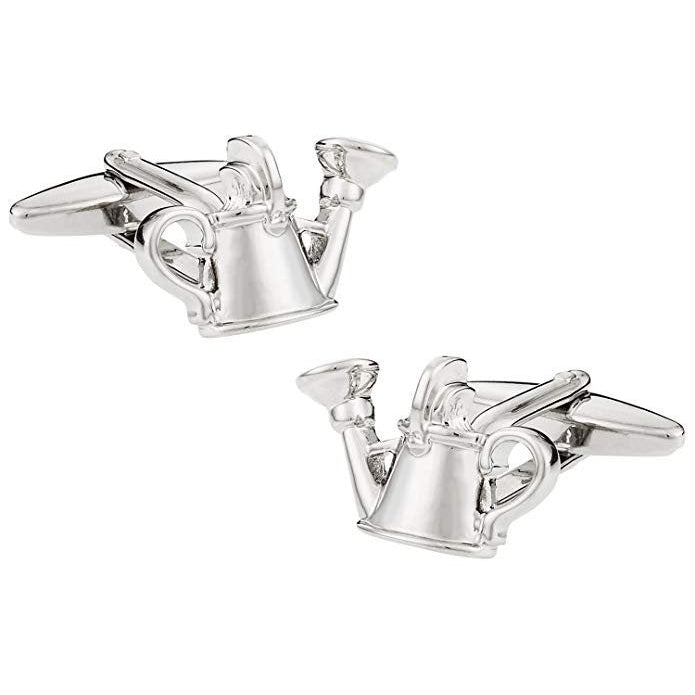 Silver Watering Cans 3D Garden Gardner Cufflinks Cuff Links water can Gardening Cufflinks white elephant gift Image 1