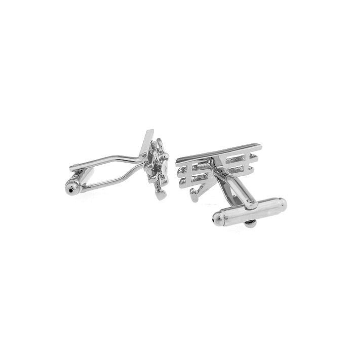 Silver Tri Plane Novelty Cufflinks Cuff Links Airplane Pilot Air Force Image 2