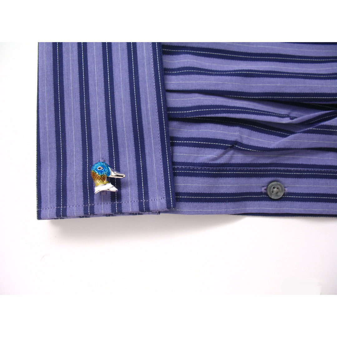 Big Head Duck Cufflinks Hand Painted Cufflinks Mallard Duck Bird Flying Very Cool Cuffs Cuff Links Ducks Hunters 3 D Image 4