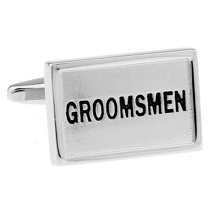 Grooms Men Cufflinks Wedding Day Silver Toned Rectangle Bullet Post Cuff Links Great for Weddings Gift Box for the Boys Image 3