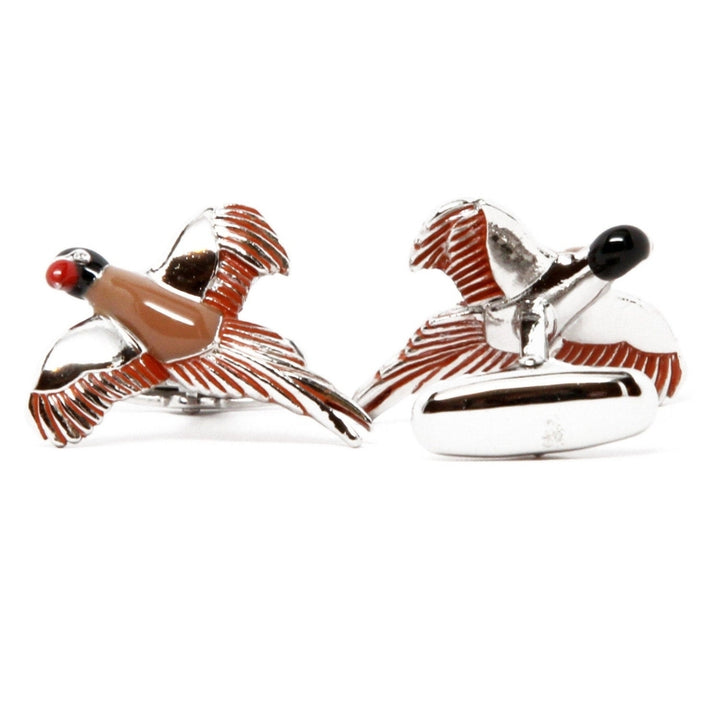 Flying bird Cufflinks Silver Tone and Enamel Cuff Links Image 2