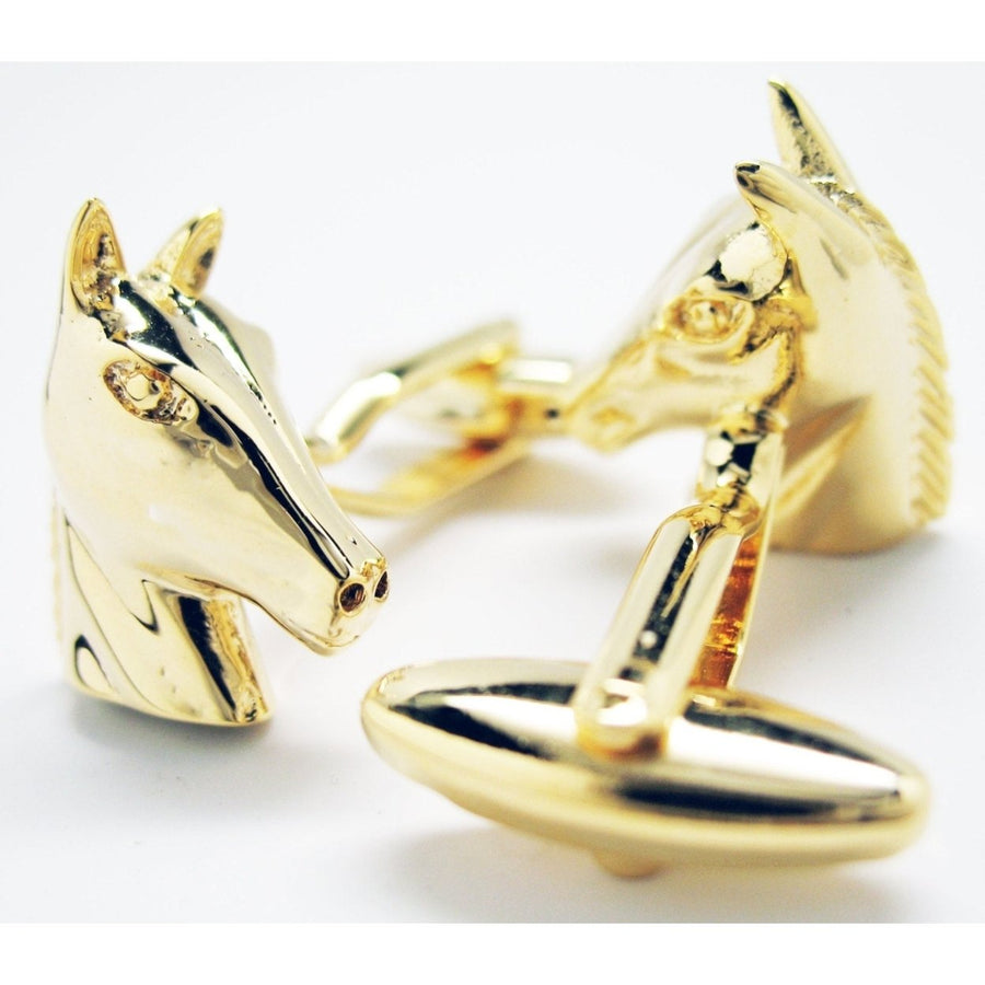 Stable Horse Cufflinks Gold Tone Head Mustang Cuff Links Image 1