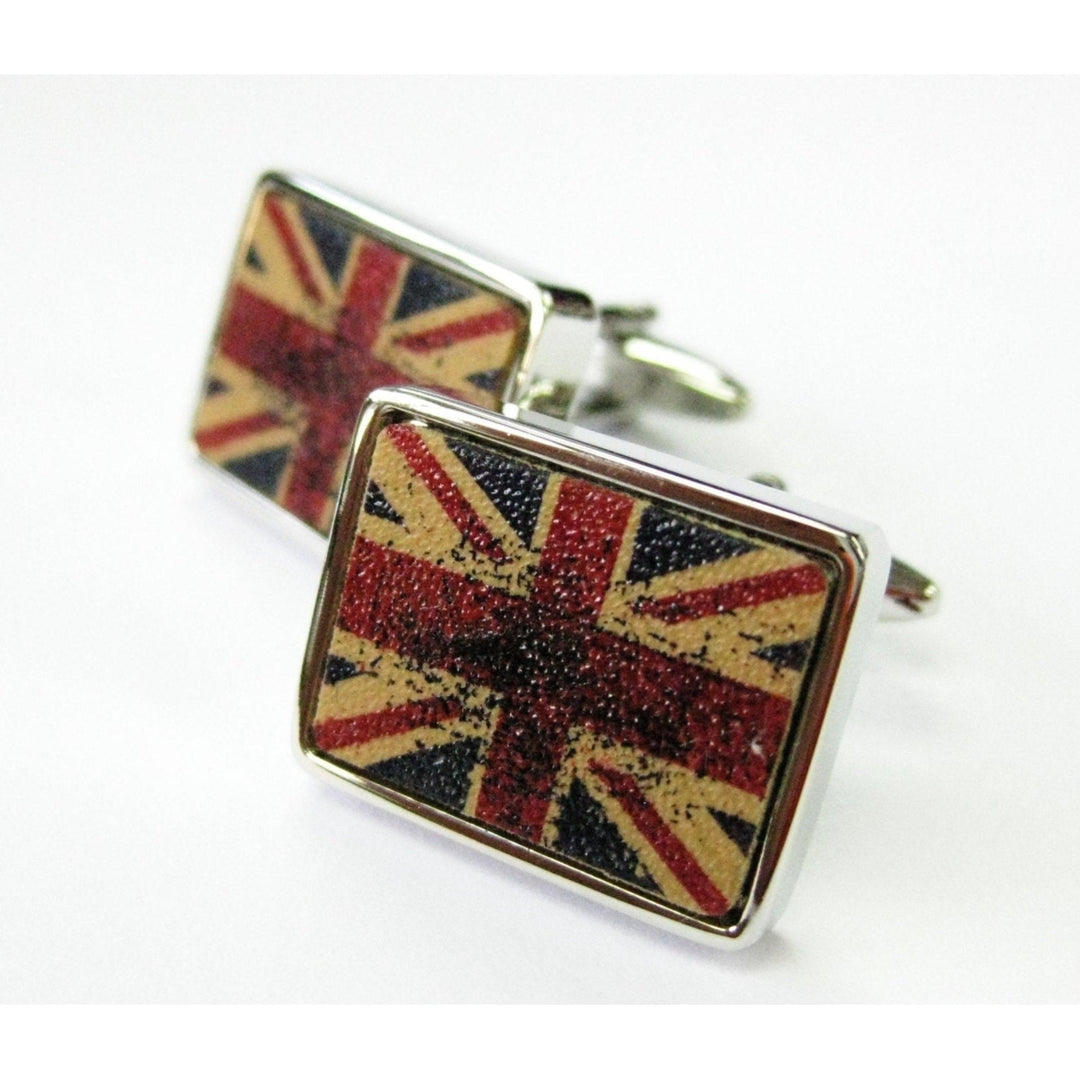 British Flag Cufflinks Vintage UK Old School Antique Look Cuff Links Image 3