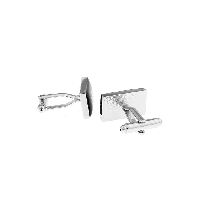 Groom Cufflinks Wedding Jewelry for Men Gift for Groom Black Enamel with Silver Tone Cuff Links Great for Weddings Big Image 4