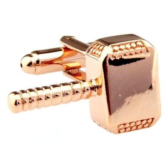 Norse Mythology Rose Gold Thors Hammer Thunder and Lightning Cufflinks Cuff Links Image 1