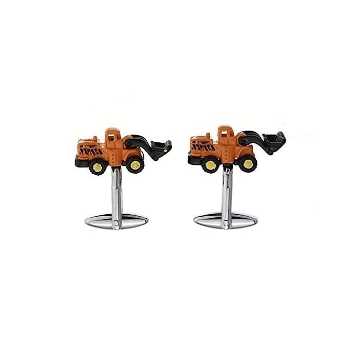 Construction Cufflinks Unique Yellow Enamel Steamroller Front End Loader Vehicle Cufflinks Cuff Links Image 1