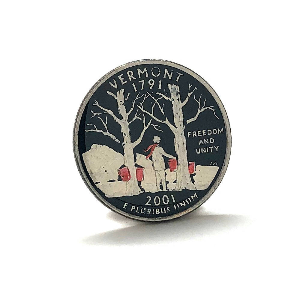 Enamel Pin Collector Hand Painted Vermont State Quarter Enamel Coin Lapel Pin Tie Tack Travel Souvenir Coins Keepsakes Image 2