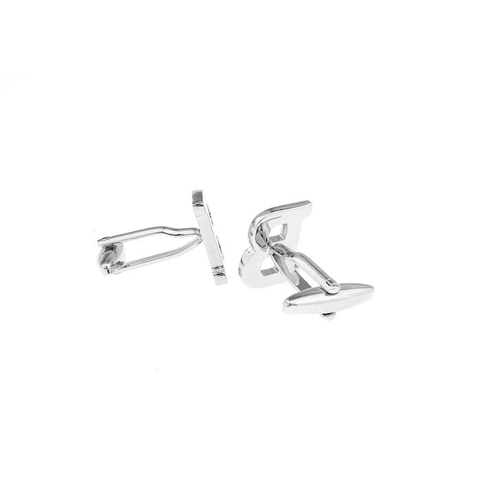 Classic "B" Cufflinks Silver Tone Initial Alaphabet Cut Letters B Cuff Links Groom Father Bride Wedding Anniversary Image 2