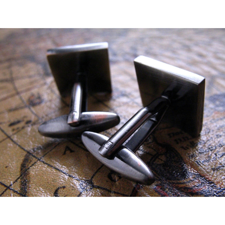 Y Initial Cufflinks Gunmetal Square 3-D Letter Vintage Letters Gunmetal Wedding Cuff Links Groom Father Bride Wedding Image 3