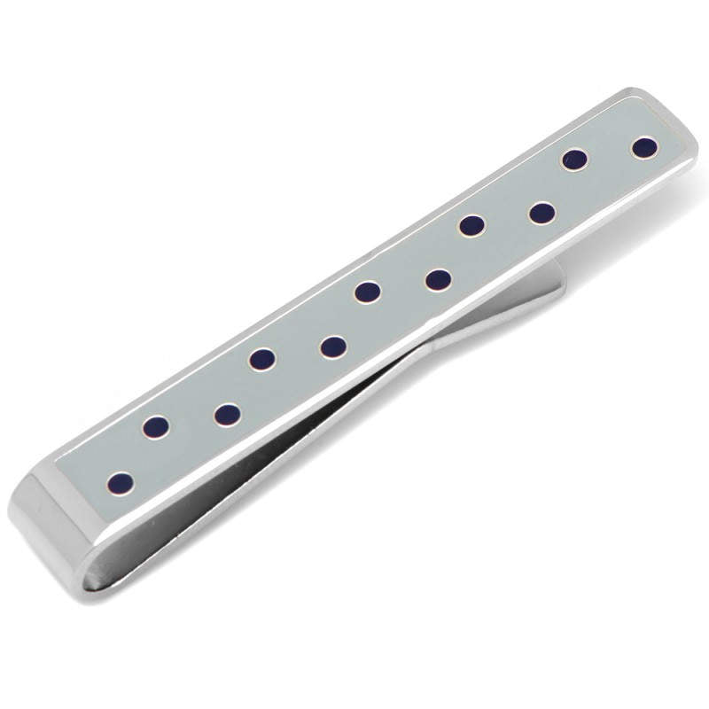 Silver Grey Enamel with Dark Purple Polka Dots Blake Tie Bar Tie Clip Tiebar Bar Formal Wear Image 1