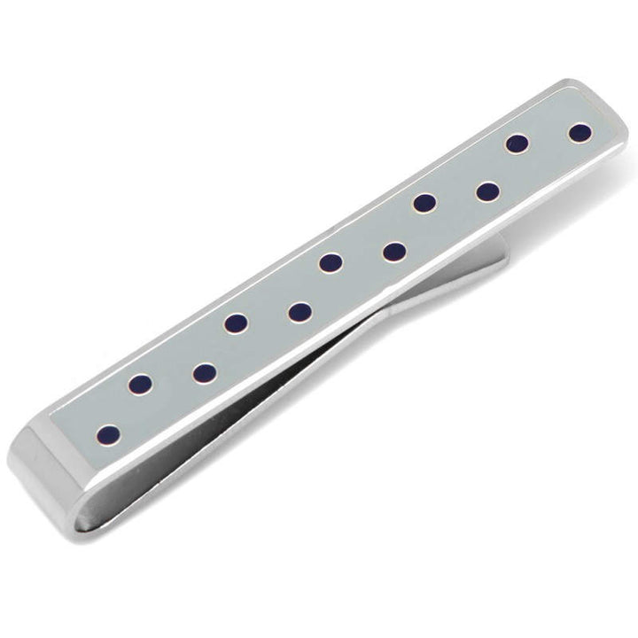 Silver Grey Enamel with Dark Purple Polka Dots Blake Tie Bar Tie Clip Tiebar Bar Formal Wear Image 1