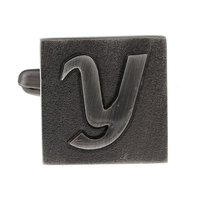 Y Initial Cufflinks Gunmetal Square 3-D Letter Vintage Letters Gunmetal Wedding Cuff Links Groom Father Bride Wedding Image 4