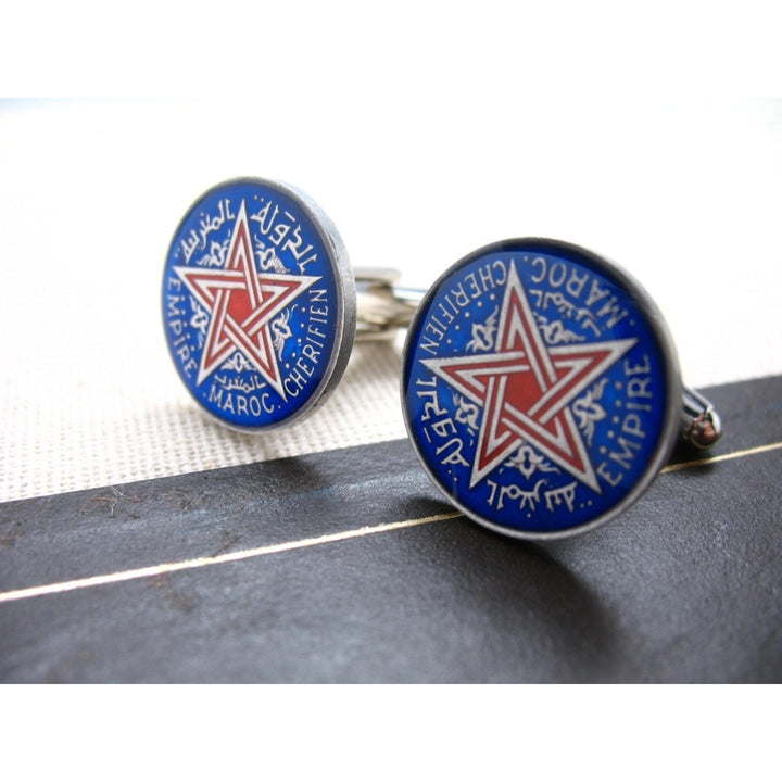 Birth Year Birth Year Enamel Cufflinks Morocco Star Enamel Coin Jewelry Hand Painted Africa Cuff Links Comes with Gift Image 1