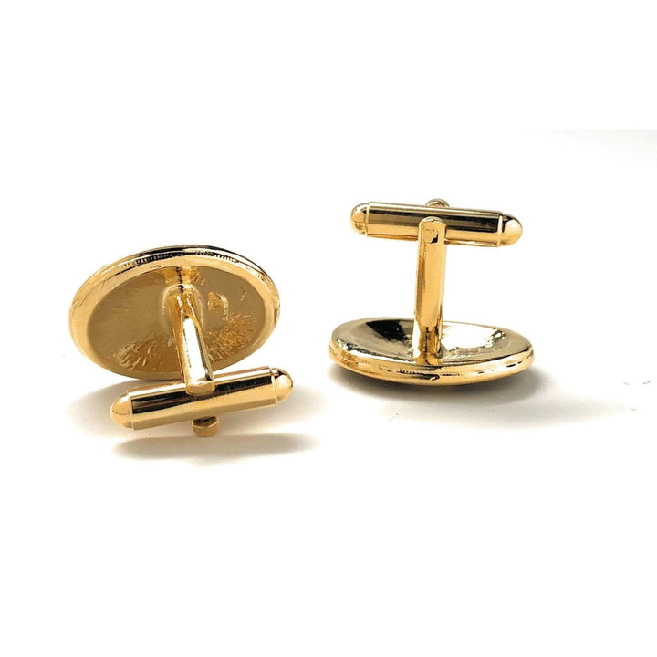 Summer Cufflinks Bloom Flowers Gold Cufflinks Oval Maroon Enamel Cuff Links Image 4