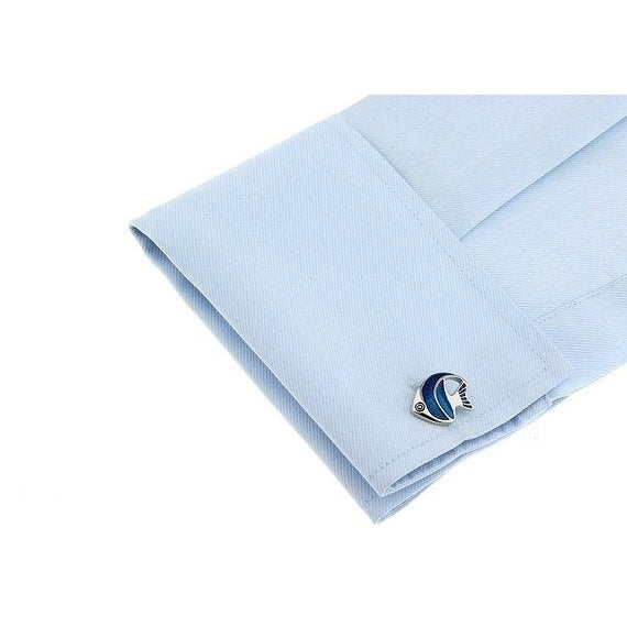 Silver Blue Angelfish Saltwater Fish Ocean Reef Cufflinks Cuff Links Image 4