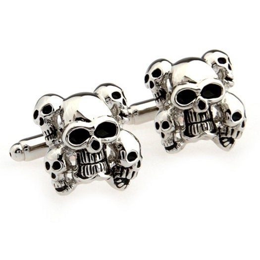 Silver Skull Demons Souls of Deadheads Cufflinks Halloween Harry Potter Hogwarts Gryffindor Slytherin Ravenclaw Image 1