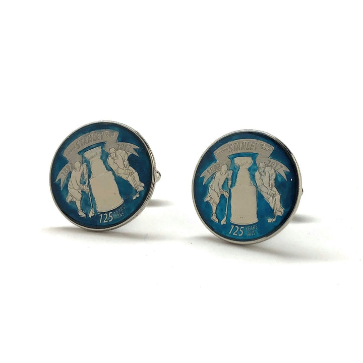 Enamel Cufflinks Hand Painted St. Louis blues Edition NHL Ice Hockey Stanley Cup Trophy Winner 20017 Canadian Quarter Image 4