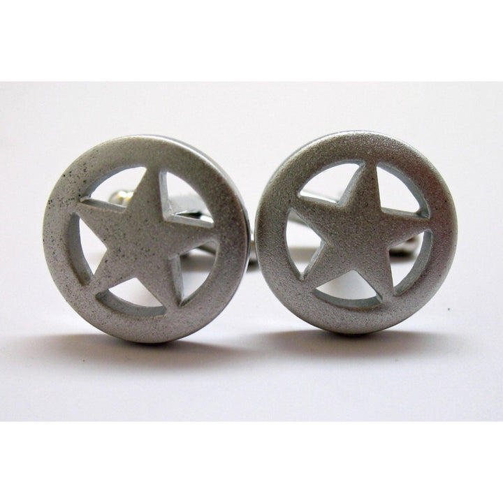 Lone Star Cufflinks Silver Matte Tone Cuff Links Image 2