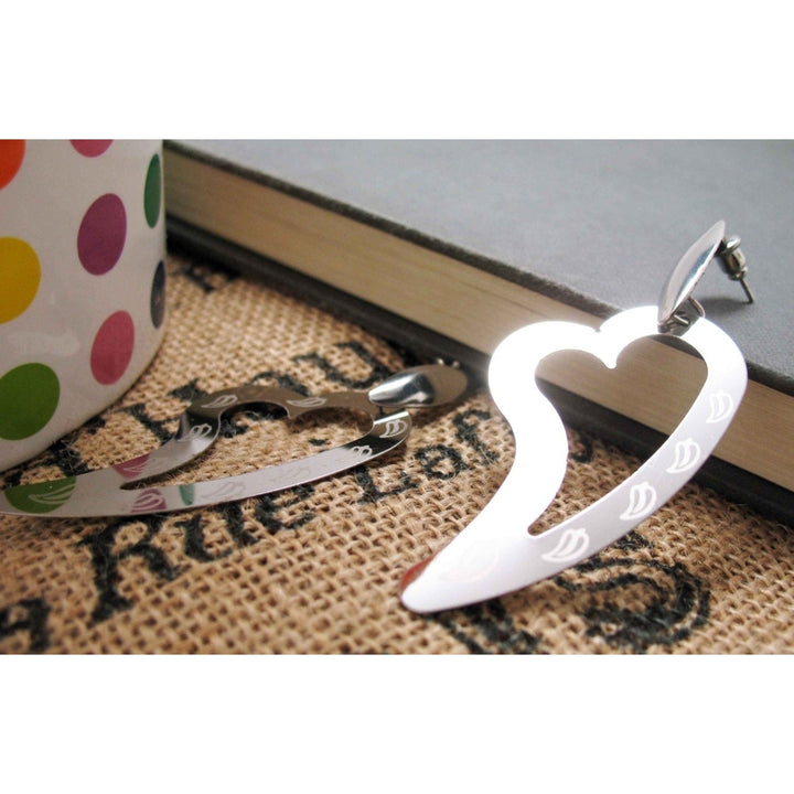 Latin Pepper Earrings Silver Heart Drop Light Earrings Womens Jewelry Image 1