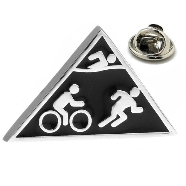 Enamel Pin Triathlon Lapel Pin Tie Tack Collector Pin Silver Tone Swimming Cycling Running Tie Tack Endurance Races Image 1