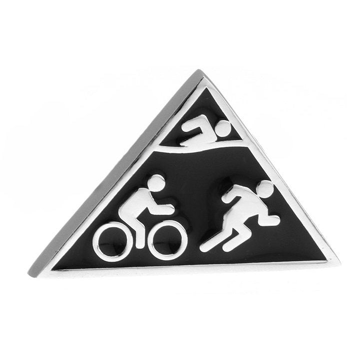 Enamel Pin Triathlon Lapel Pin Tie Tack Collector Pin Silver Tone Swimming Cycling Running Tie Tack Endurance Races Image 2