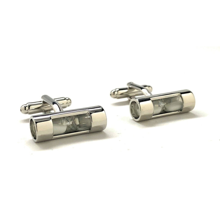 Hour Glass Cufflinks White Sand Working Time Keeper Cuff Links Comes with Gift Box Image 2