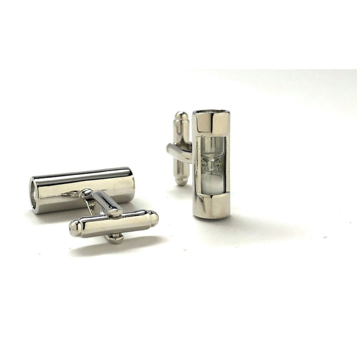 Hour Glass Cufflinks White Sand Working Time Keeper Cuff Links Comes with Gift Box Image 3