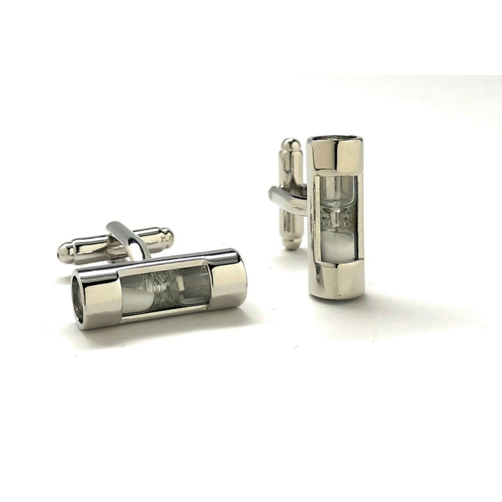 Hour Glass Cufflinks White Sand Working Time Keeper Cuff Links Comes with Gift Box Image 4