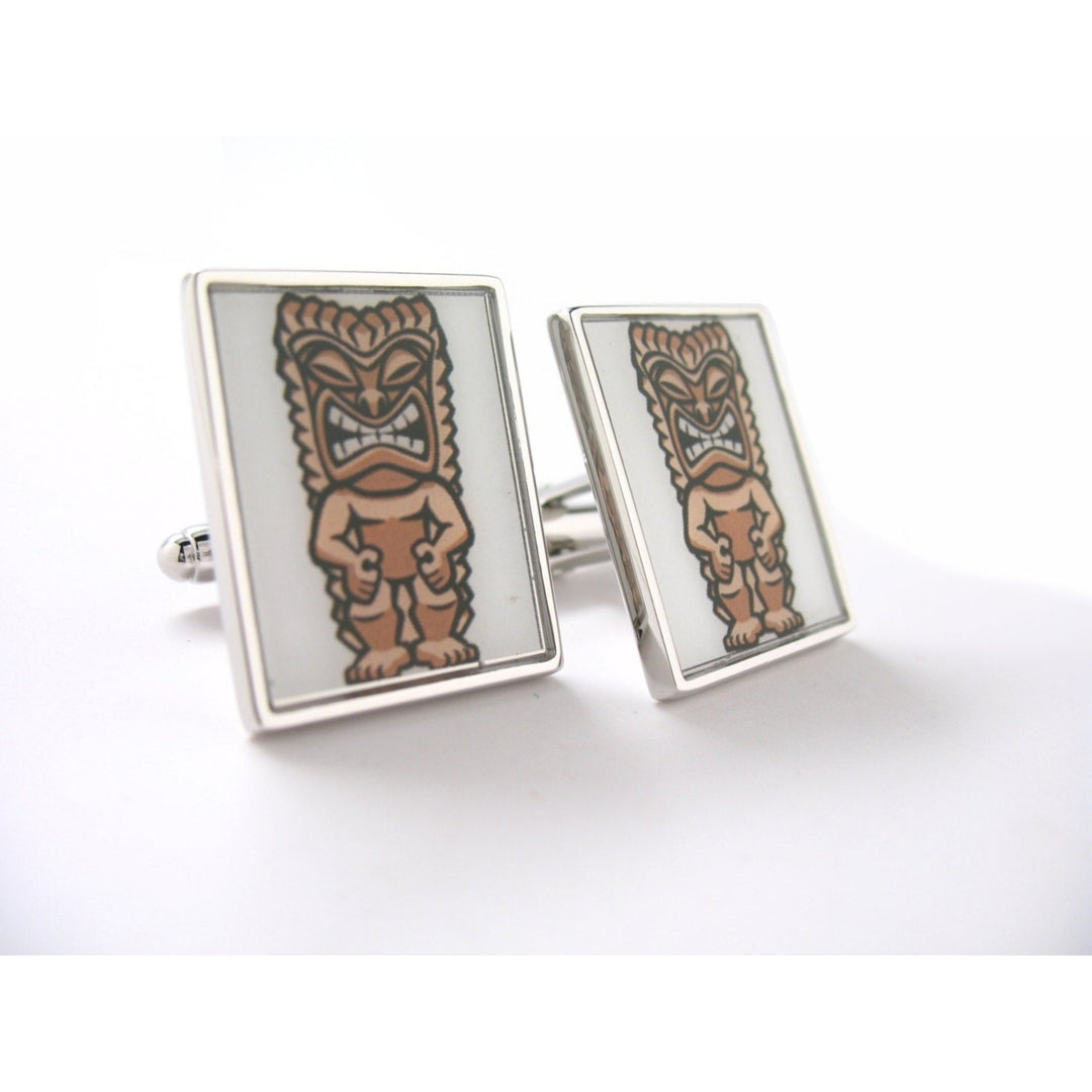 Tiki Man Cufflinks Island Pacific Ocean Samoa Hawaii Luau Tropical Cuff Links Great for Parties Party Halloween Comes Image 3