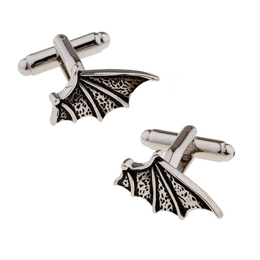 Bat Wing Cufflinks Vampire Bat Dracula Gunmetal Tone Halloween Flying Wing Harry Potter Hogwarts Gryffindor Slytherin Image 1