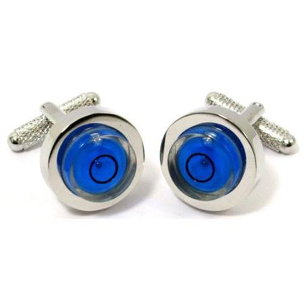 Unique Blue Bubble Level Cufflinks Level Builder Construction Round Cufflinks Cufflinks Image 1