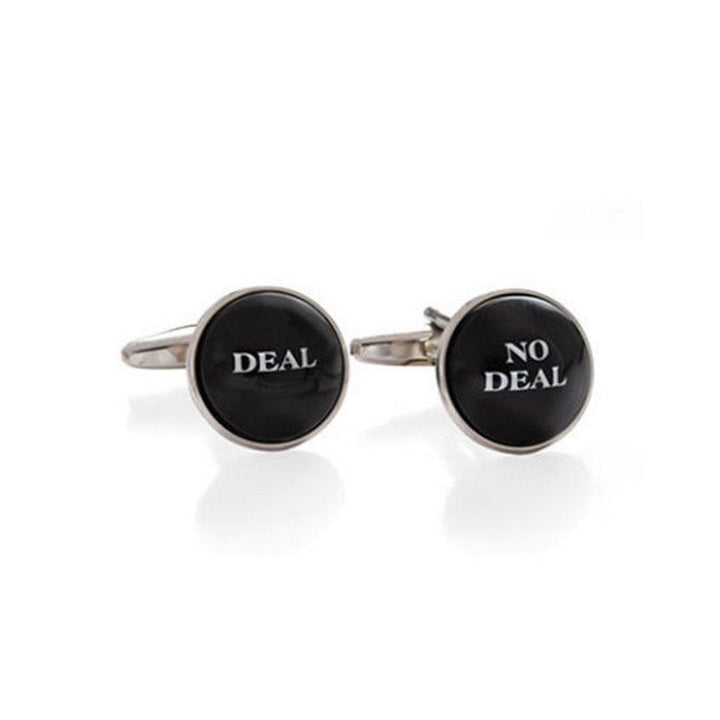 Deal No Deal Cuff links Deal Maker Black Round Domed Mens Cufflinks Cool Guy Gifts Custom Cufflinks Image 1