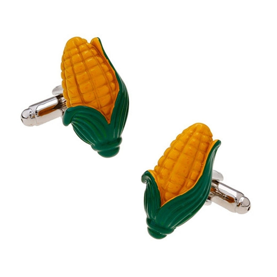 Corn Cufflinks Corn on the Cob 3D Fun Tasty Cuff Links Farmer Food Fun Unique Novelty Cuffs Comes with Gift Box Image 1