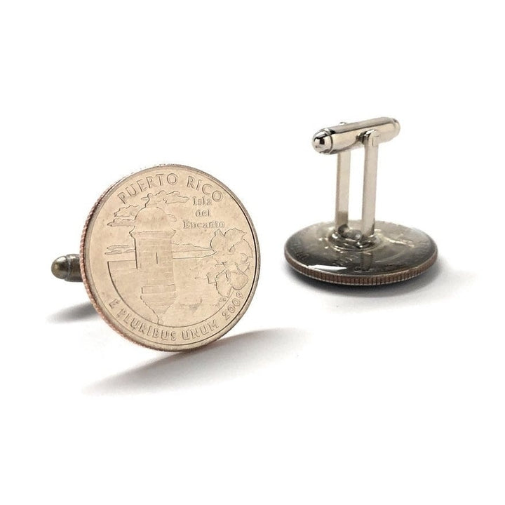 Puerto Rico State Quarter Cufflinks Coin Silver Jewelry Collector Travel Souvenir Coins Keepsakes Cool Fun Puerto Image 4