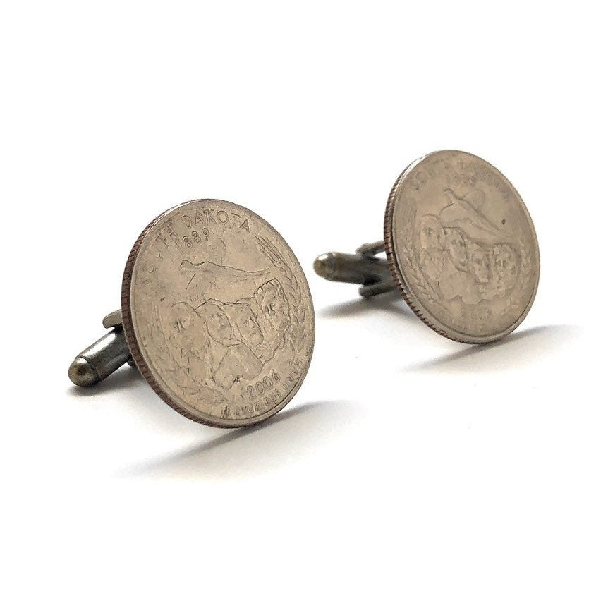 Enamel Cufflinks South Dakota State Quarter Enamel Coin Jewelry Money Currency Finance Cuff Links Designer Jewelry Image 1