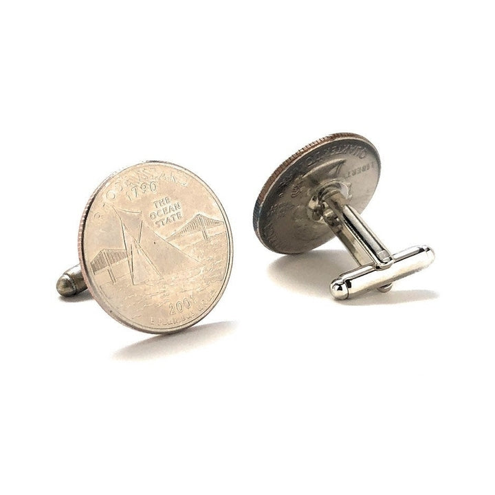 Enamel Cufflinks Rhode Island State Quarter Enamel Coin Jewelry Money Currency Finance Accountant Cuff Links Designer Image 4