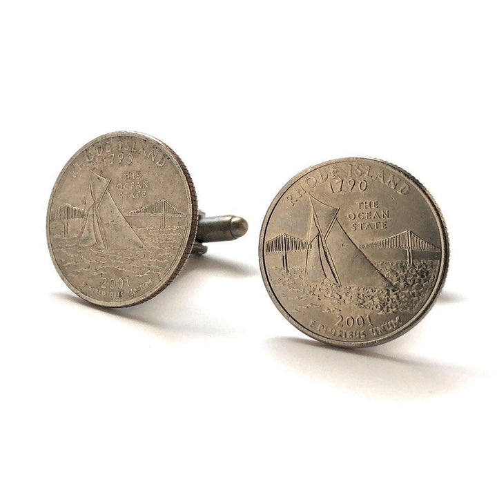 Enamel Cufflinks Rhode Island State Quarter Enamel Coin Jewelry Money Currency Finance Accountant Cuff Links Designer Image 4