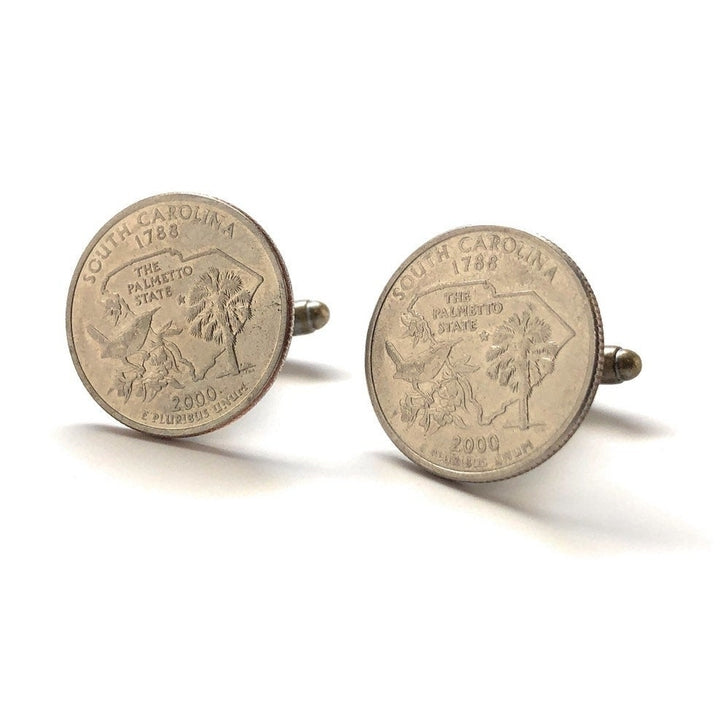 Enamel Cufflinks South Carolina State Quarter Enamel Coin Jewelry Money Currency Finance Cuff Links Designer Jewelry Image 4