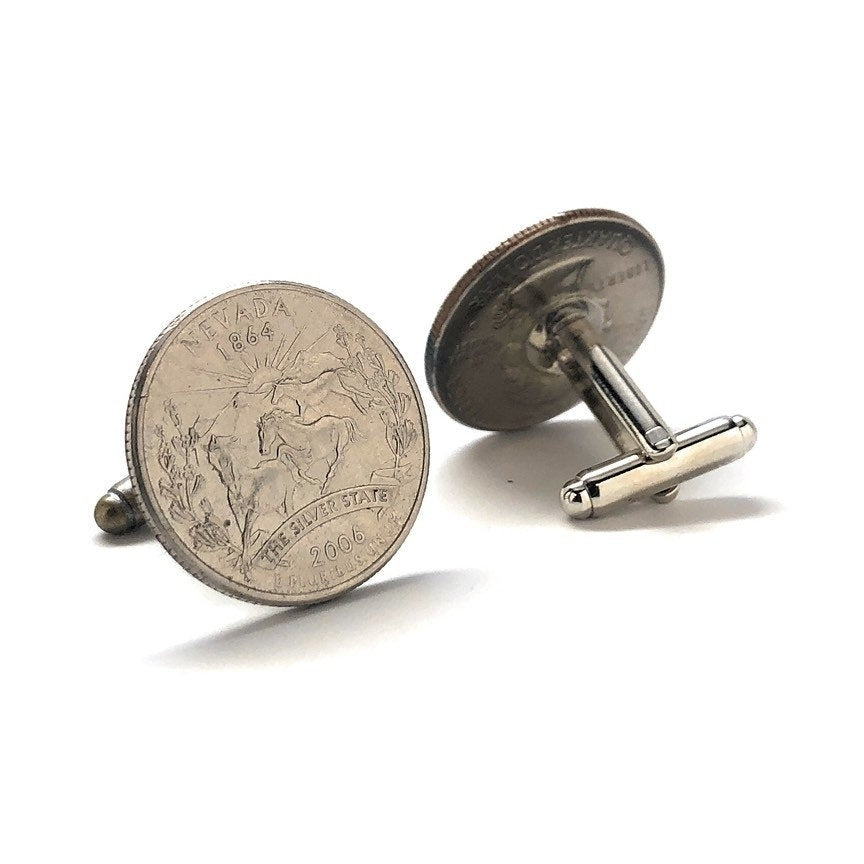 Cufflinks Nevada State Quarter Enamel Coin Jewelry Money Currency Finance Accountant Designer Handmade Las Vegas Image 4